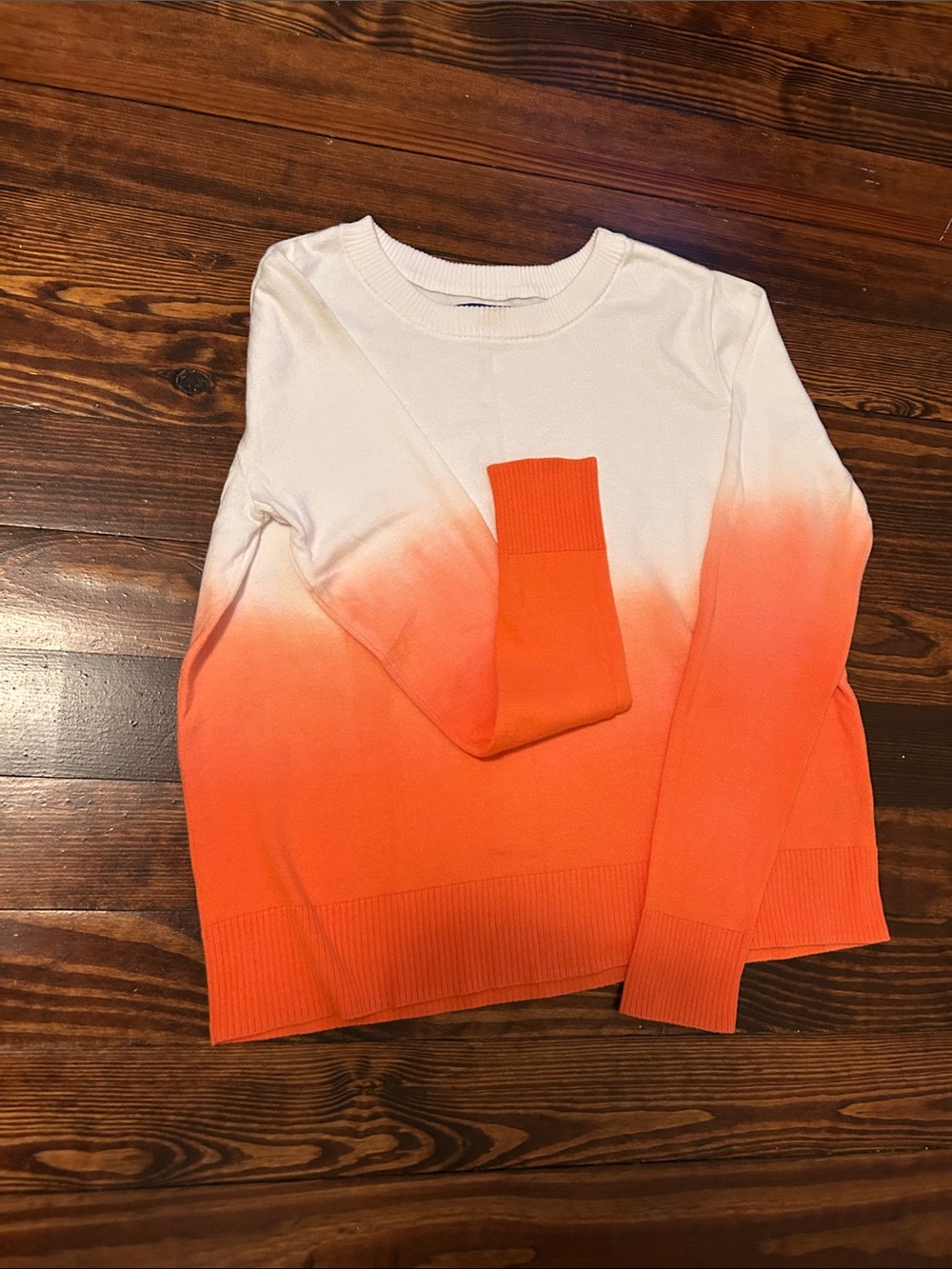 Apt. 9 White to Orange Ombre Crewneck Sweater